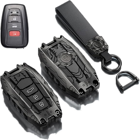 Key Fob Cover Compatible with Toyota Highlander Corolla Prius RAV4 Camry C-HR Avalon GT86 2018-2024 4 Button Keychain Case Holder Protector,1