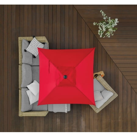 Mainstays Outdoor 5' Red Square Market Patio Umbrella, Push-Up Only Function