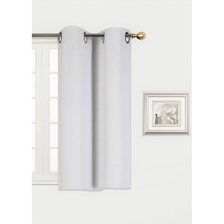 (K30)  WHITE STONE 2 Panel Silver Grommets KITCHEN TIER Window Curtain 3 Layered Thermal Heavy Thick Insulated Blackout Drape Treatment Size 30