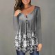 thumbnail image 1 of ICHUANYI Clearance Women Casual T-shirt Printed Long Sleeve Round Neck Ruched Pullover Blouse Tops(Gray, L) ICHUANYI WER2023081405637, 1 of 5