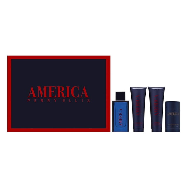 Perry Ellis Fragrances Perry Ellis America - Juego de regalo de 4 piezas, 3.4 onzas líquidas