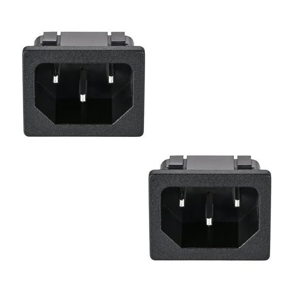 C14 Panel Mount Plug Adapter AC 250V 10A 3 Pins IEC Inlet Plug Power Connector Socket 2pcs