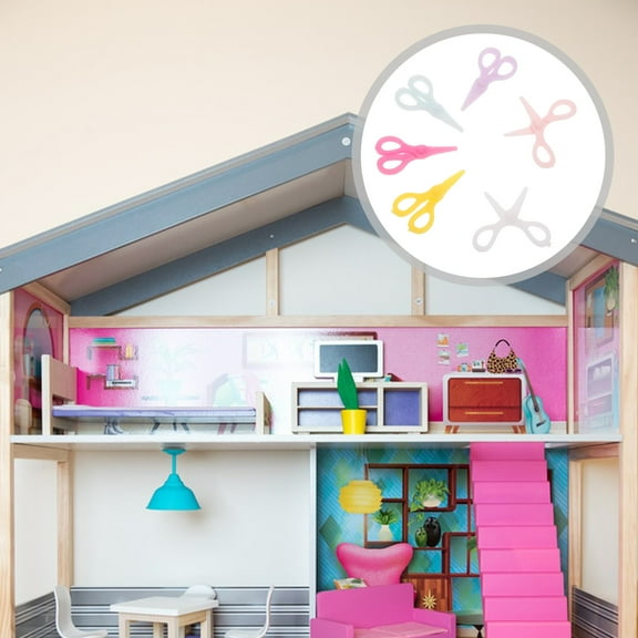 TABLZONE 6pcs Mini Scissors Set Assorted Colors Tiny Scissors for Dollhouse Crafts Collecting and Activities