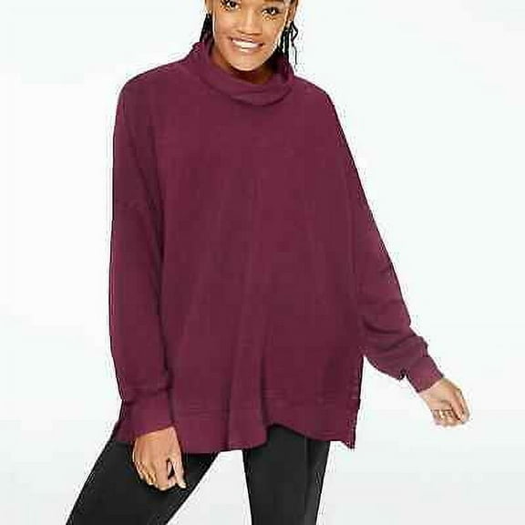 Victoria's Secret PINK Women's Turtleneck Oversized Pullover Tunic Burgundy M