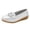 White, variant on Modisza Leather Loafers for Women Slip on Bow Shoes Comfortable Walking Dressy Ladies Retro Work Driving Loafer Beige Size 7