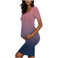 thumbnail image 6 of Kilaqueen Maternity Dress for Photoshoot Short-Sleeve Crew Neck Gradient Pleated Pregnancy Dresses Casual Comfy Maternity Dress, 6 of 6