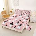 thumbnail image 2 of Manfei Halloween Cute Ghost Bed Sheets 4-Piece, Kawaii Cat Pumpkin Full Size Sheets, Pink Black Orange,1 Fitted Sheet, 1 Flat Sheet and 2 Pillowcases, 2 of 5