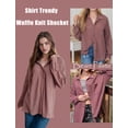 thumbnail image 3 of Zeagoo Button Down Shirts for Women Waffle Boyfriend Work Shacket Loose Long Sleeve Collared Fall Tops, 3 of 7