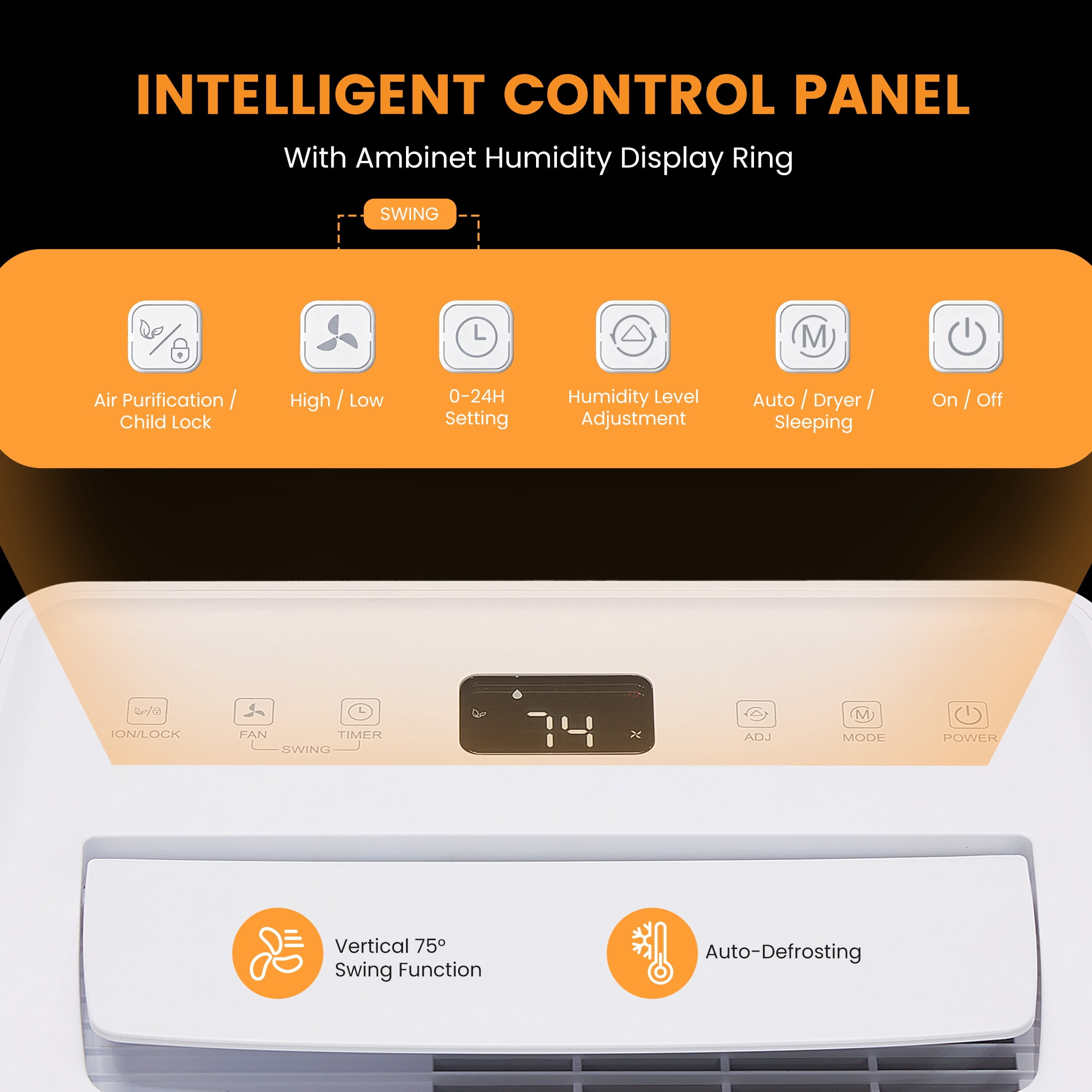 SHOUFTW 30 Pint Dehumidifier for Basement, Large Room & Home, 70 oz Water Tank, Auto Drain, Auto Shut-Off, Smart Humidity Control, Quiet Portable Dehumidifier