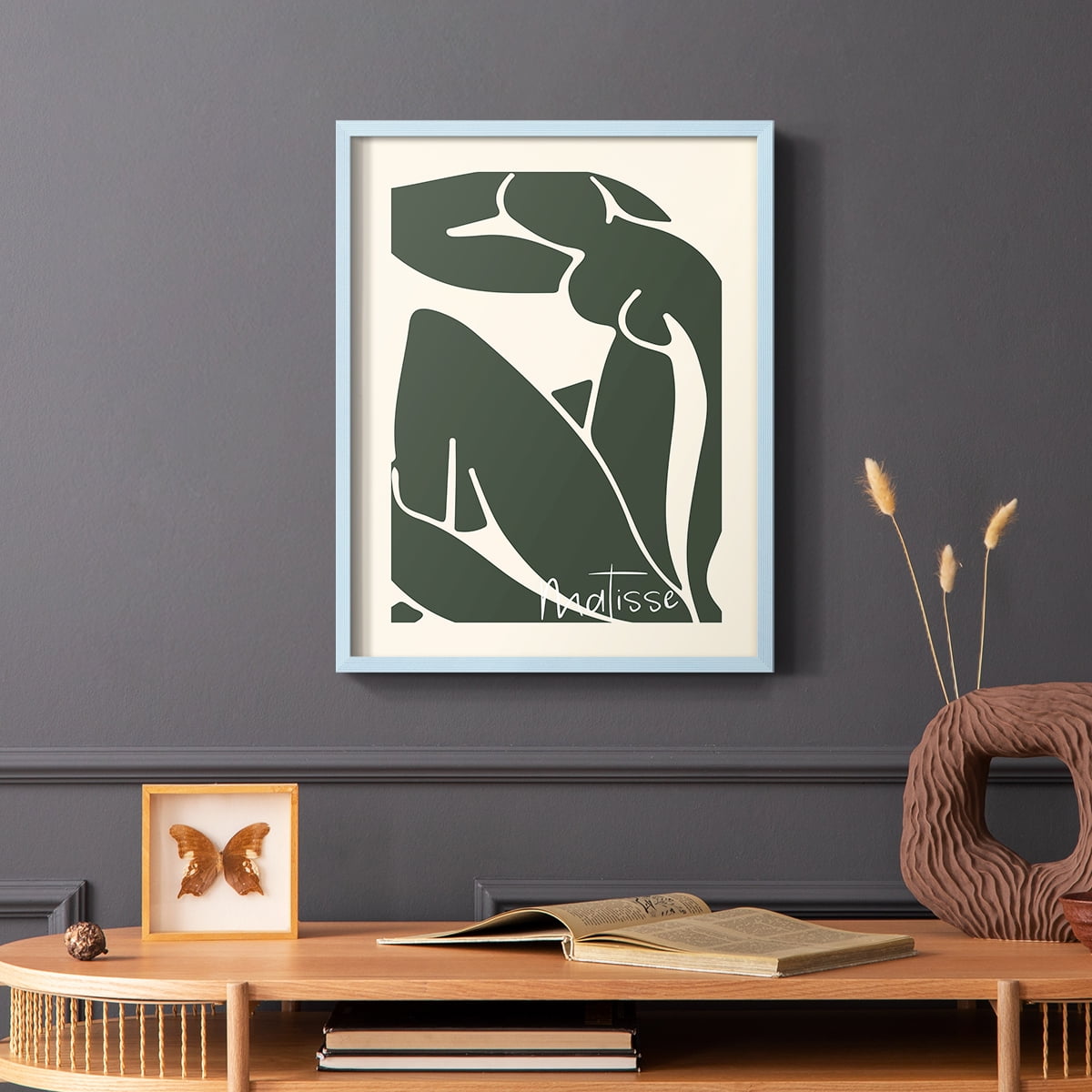 Matisse CCCVII in Blue Solid Wood 22 x 28 Framed Print