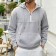 thumbnail image 3 of MHFRRA Sudadera con Capucha, Cuello Alto, Media Cremallera y Forro, Manga Larga, Térmica, Cálida, Deportiva, para Exteriores, Informal, Ajuste Cómodo Gris, 3 of 8