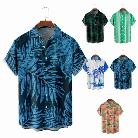 

Teens Mens Crewneck Button Down Shirts Regular Vacation Clothes For Men