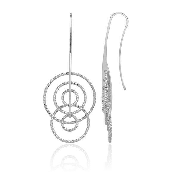 925 Sterling Silver Circle Round Drop Dangle Earrings