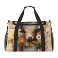 thumbnail image 1 of Fotbe Bucket Flower Cow Bolsa de Viaje con Estampado, Bolsa de Fin de Semana para Mujer con Compartimento para Zapatos, Bolsa de Gimnasio con Bolsillo Húmedo, 1 of 7