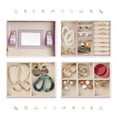 thumbnail image 4 of REGALWOVEN 3 Layer PU Leather Jewelry Box Organizer Storage with Mirror for Women Girl Birthday Gift Purple 17.5*14*13cm, 4 of 8