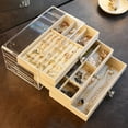 thumbnail image 4 of Walbest Multi-grids Jewelry Display Storage Box, Desktop Finishing Makeup Storage Tray, Dustproof Wooden Easy to Clean Jewelry Storage Box, Size: 8.27" x 4.84", 4 of 7