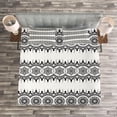 thumbnail image 3 of Ambesonne Oriental Quilted Bedspread Set 3 Pcs, Monochrome Mandala Tattoo, King Size, White Black, 3 of 3