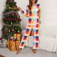 thumbnail image 4 of Loungewear 2 Pieces Outfits Color Block Long Sleeve Tops Pullover Wide Leg Pants Soft Pajamas Sets PJs Sleepwear Womens Clothes, 4 of 7