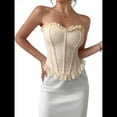 thumbnail image 2 of Tops de Sujetador para Mujer con Retazos de Encaje y Cintura Adelgazante para Usar Como Prenda Exterior Albaricoque L, 2 of 10