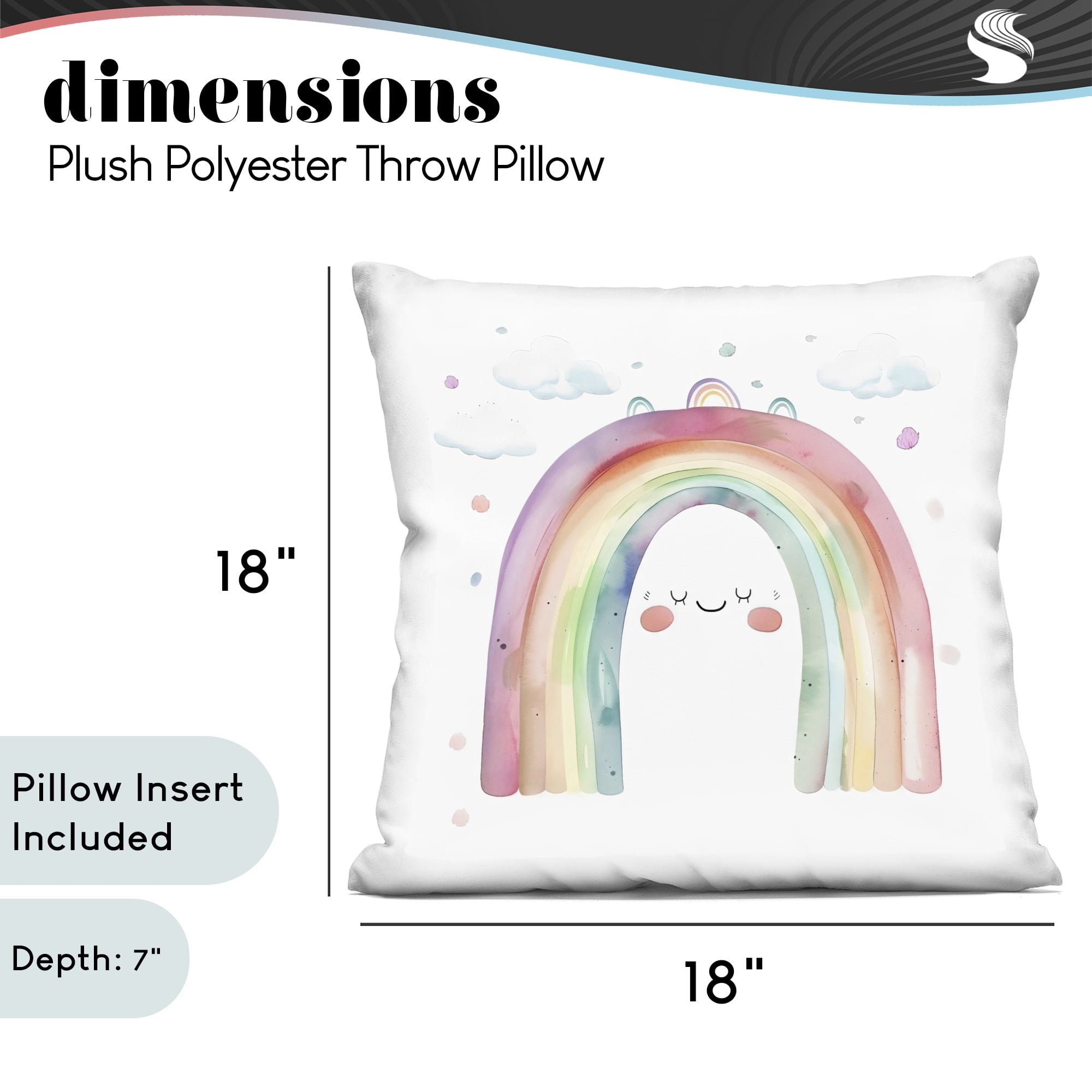 Stupell Industries Cute Smiling Rainbow Decorative Printed Throw Pillow, design by Creative Studio