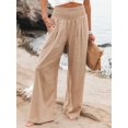 thumbnail image 2 of Foridol-pantalones de lino y algodón para mujer, calzas largas con bolsillos, informales, de pierna ancha, color blanco y caqui, para primavera y verano, 2023, 2 of 4