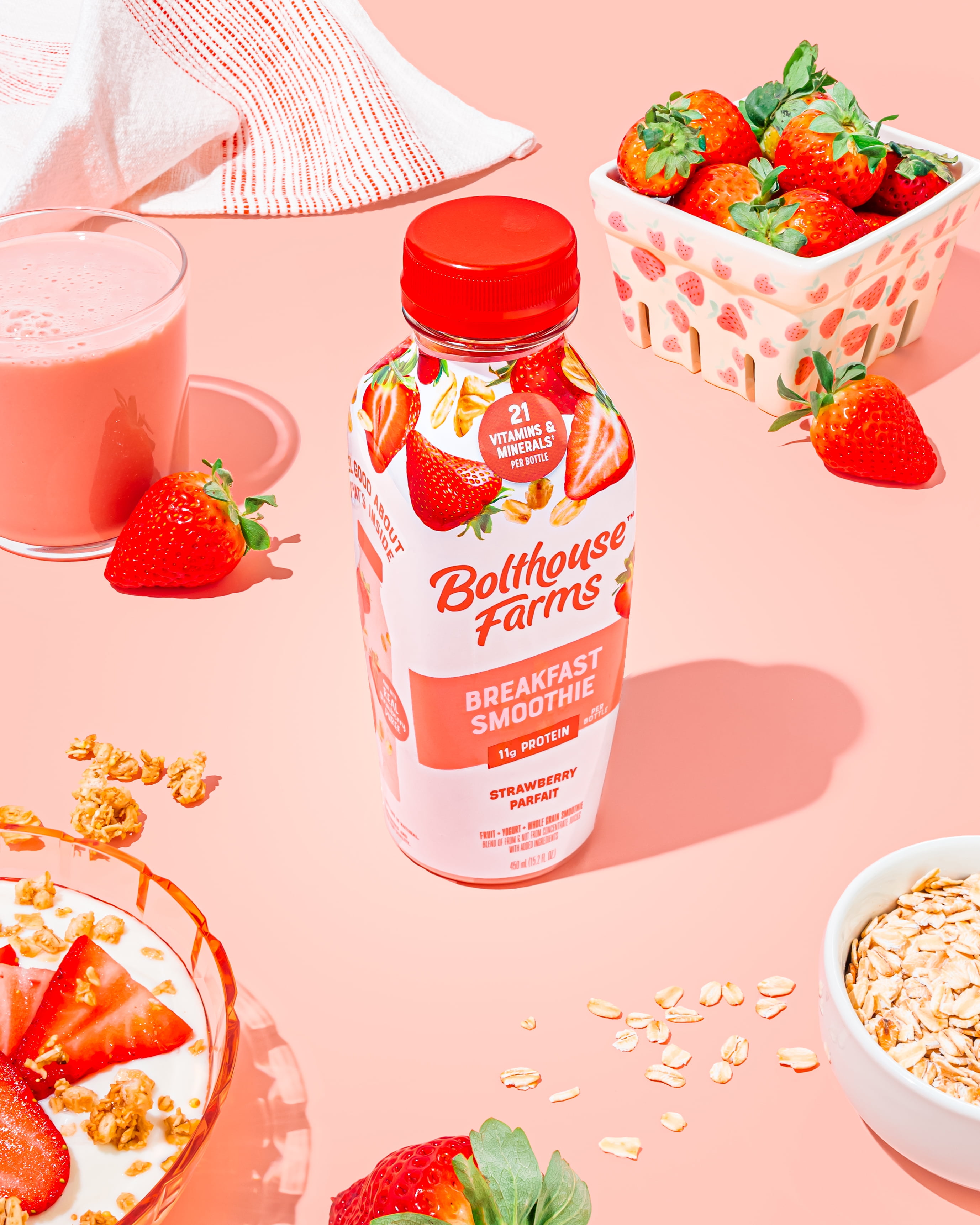 Bolthouse Farms Fruit Smoothie, Strawberry Parfait, 15.2 fl. oz. Bottle