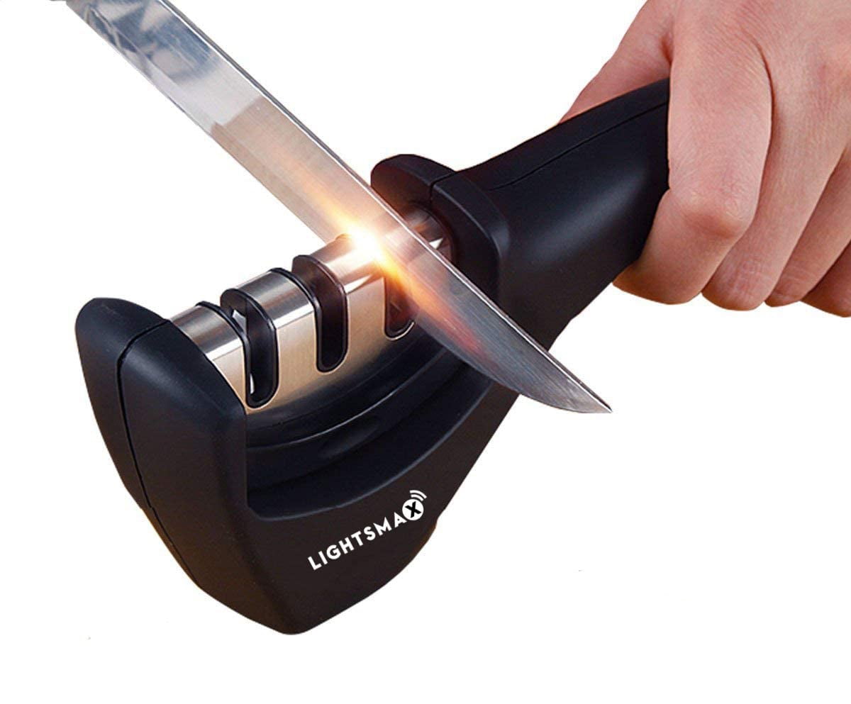 LIGHTSMAX Manual Knife Sharpener with 3-Stages LIGHTSMAX Manual Knife Sharpener with 3-Stages