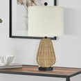 thumbnail image 3 of Cinkeda 22.8" Rattan Table Lamp for Bedroom Living Room Single Modern 3 Way Dimmable Bedside Lamp with USB Ports, 3 of 6