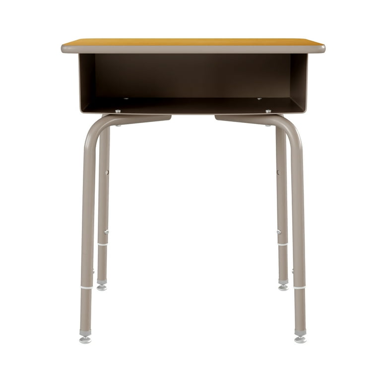 Emma + Oliver Gray Student Desk with Open Front Metal Book Box - School Desk