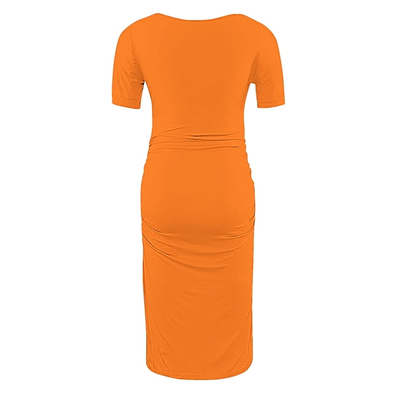 Einccm Women's Maternity Bodycon Mini Dresses Ruched Side Dress Casual Short Sleeve Dress for Daily Wearing Or Baby Shower