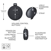 ULTIMATE EARS MINIROLL Ultra-Portable Waterproof Bluetooth Speaker, Big Bass, IP67 Dustproof, 131 ft (40 m) Range - Gentle Black