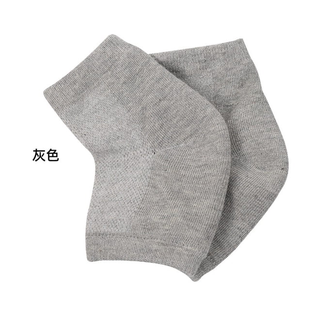 Xiao Hua Calcetines de gel de sílice hidratantes para el talón, para pies secos y agrietados, protectores, con forro de malla de gel (1 par), color gris