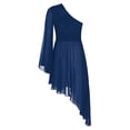 thumbnail image 6 of iiniim Women's Praise Dance Worship Tunic One Shoulder Flared Sleeve Asymmetrical Hem Dresses Navy Blue L, 6 of 7