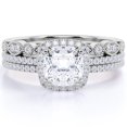 thumbnail image 1 of JeenMata Anillo Nupcial de Trío de Moissanita de Corte Princesa de 1,75 Quilates Engastado en Oro Blanco de 18 K sobre Plata. Hermoso Anillo, 1 of 6