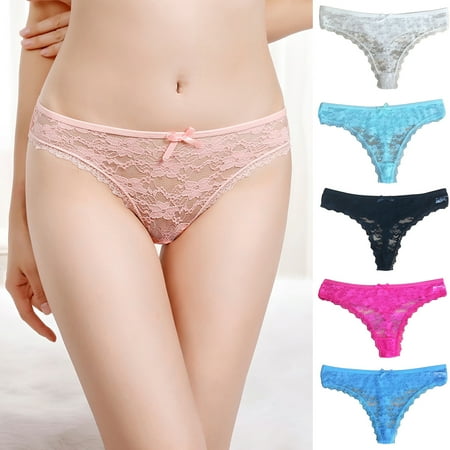 

Qipei Women G-strings Solid Color Lace Lady See-through Low Waist Briefs for Sleeping