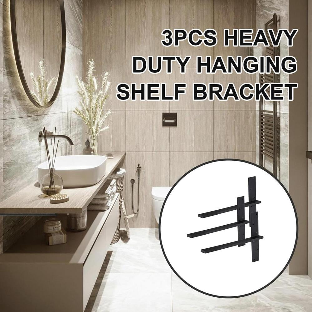 Heavy-Duty Steel Floating Shelf Brackets - 3-Pack, Modern Wall Corbels for Shelving in Kitchen, Bath, Bedroom