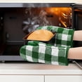 thumbnail image 4 of Unique Bargains 2pcs Soft Heat-Resistant Thick Cotton Lining Oven MittsGreen 11.4" x 5.9", 4 of 6