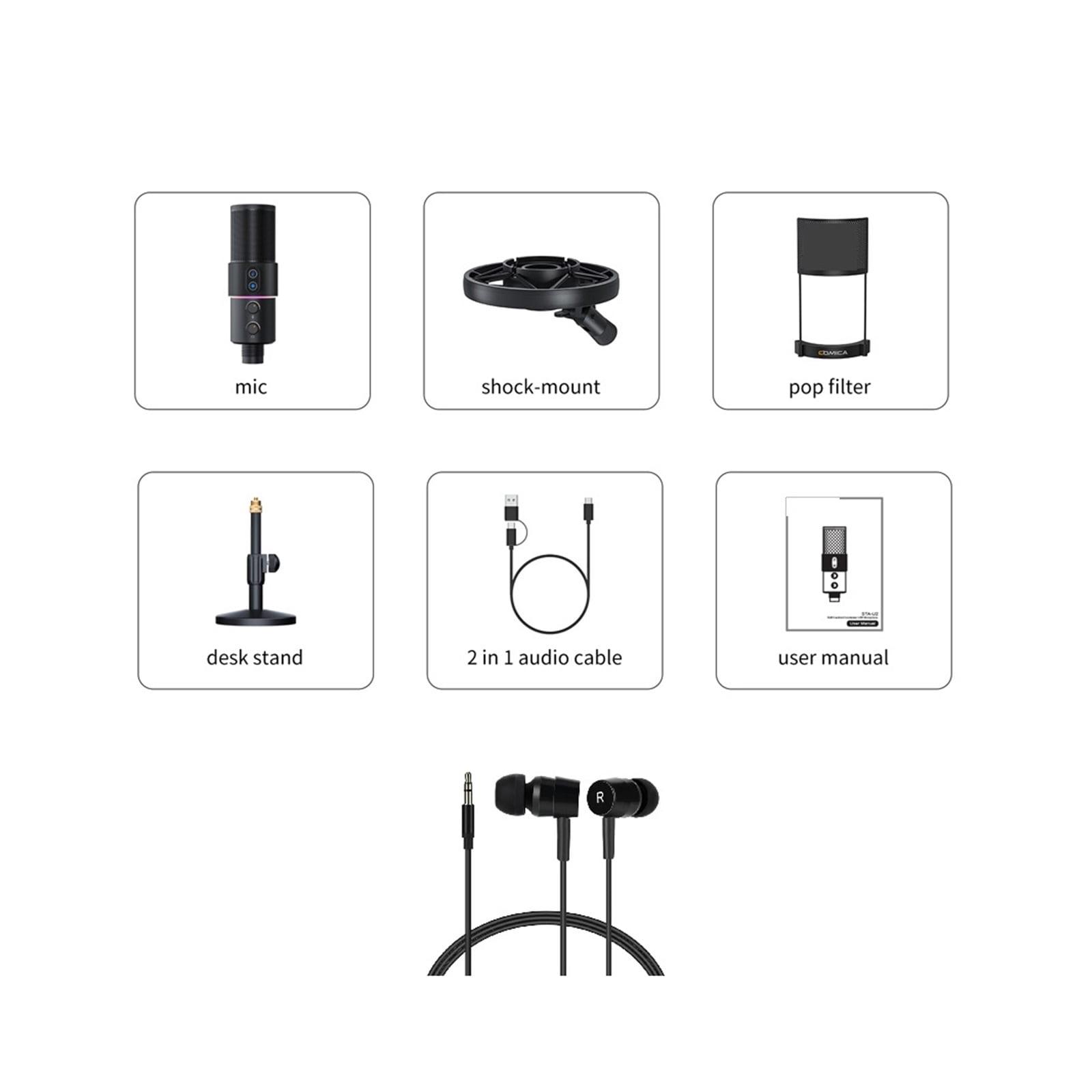 STA-U2D USB Recording Microphone Computer Podcast Mic For PC/PS4/Mac,Four Pickup Patterns For Vocals,Gaming ,Clear Sound