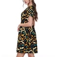 thumbnail image 2 of Logiee Teal Leopard Print Womens Summer Dress,Casual Short Sleeve Sundresses,Beach A-line Shift Dress with Pockets, 2 of 6