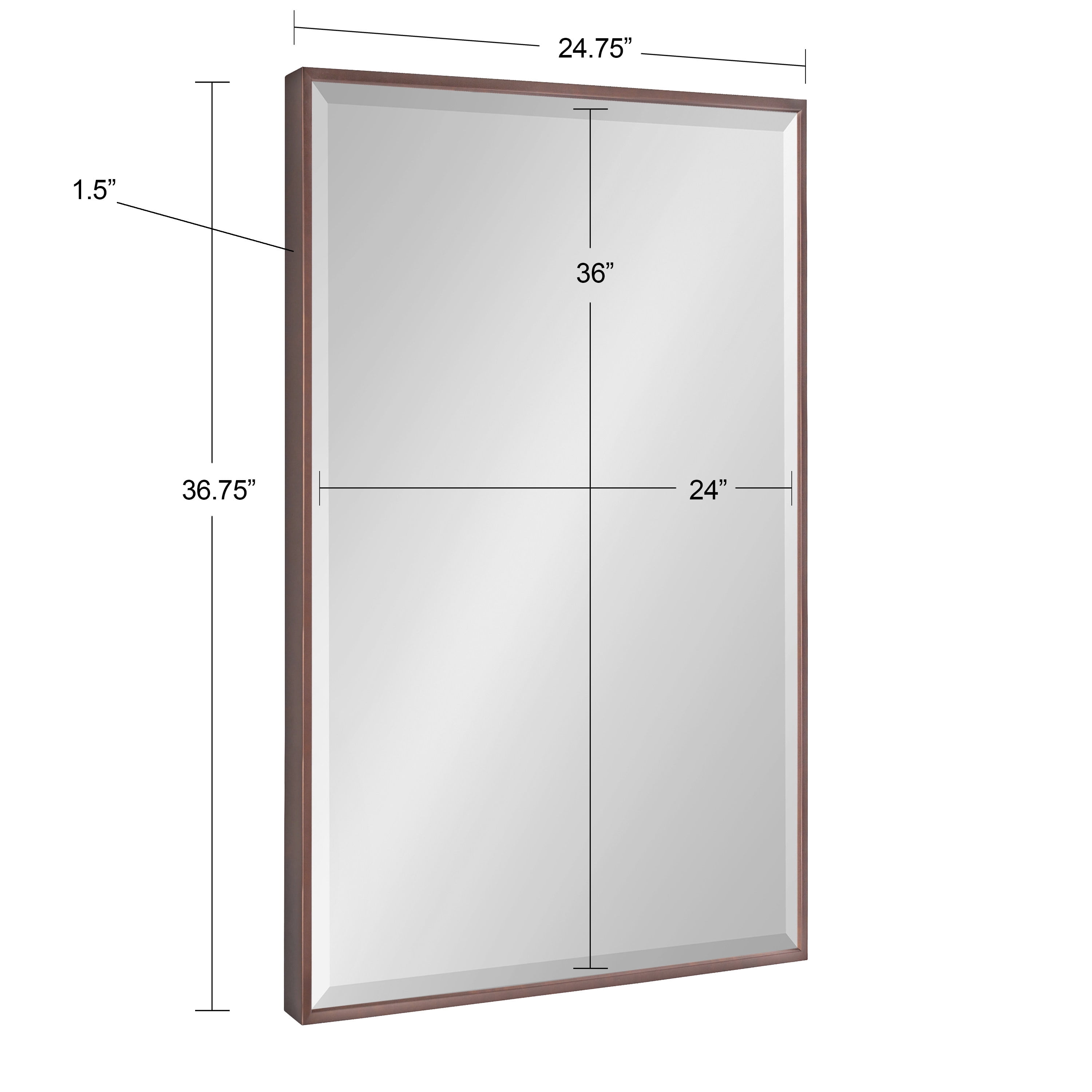 Kate and Laurel Rhodes Modern Wall Mirror, 24.75" x 36.75", Bronze, Decorative Rectangular Wall Accent
