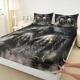 thumbnail image 3 of Manfei Spooky Halloween Skeleton Twin Sheet Sets,Gothic Theme Twin Fitted Sheet,Black Gray Flat Sheet For Boys Kids,Microfiber Bedroom Decor,3-Piece, 3 of 7