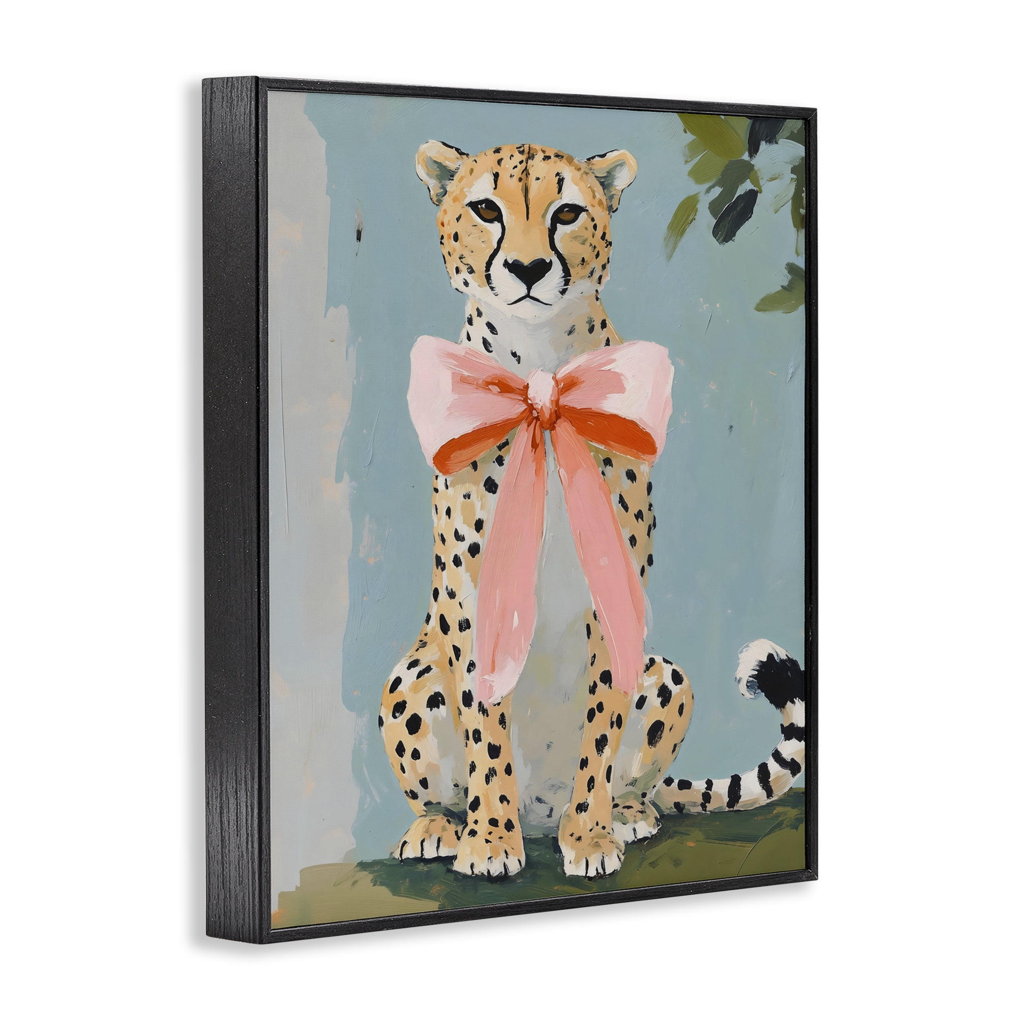 Stupell Industries Cheetah with Big Pink Bow Black Framed Giclee Art, design by The Prints Vibe