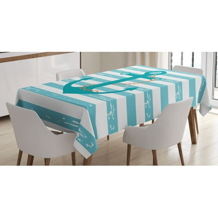 

Ambesonne Teal Tablecloth Rectangular Table Cover Ship Anchor Marine Life 60 x90 Turquoise White and Teal