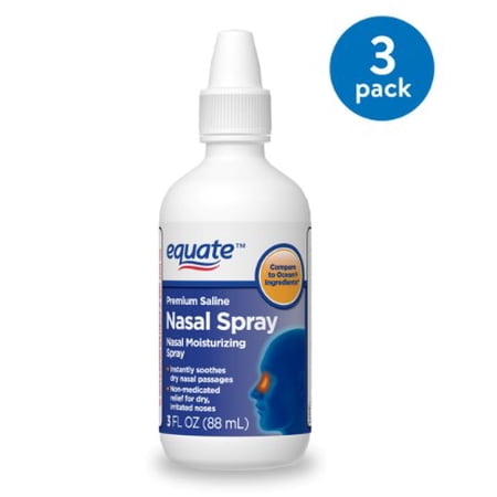 Equate Premium Saline Nasal Spray, 3 Oz (Pack of 2)