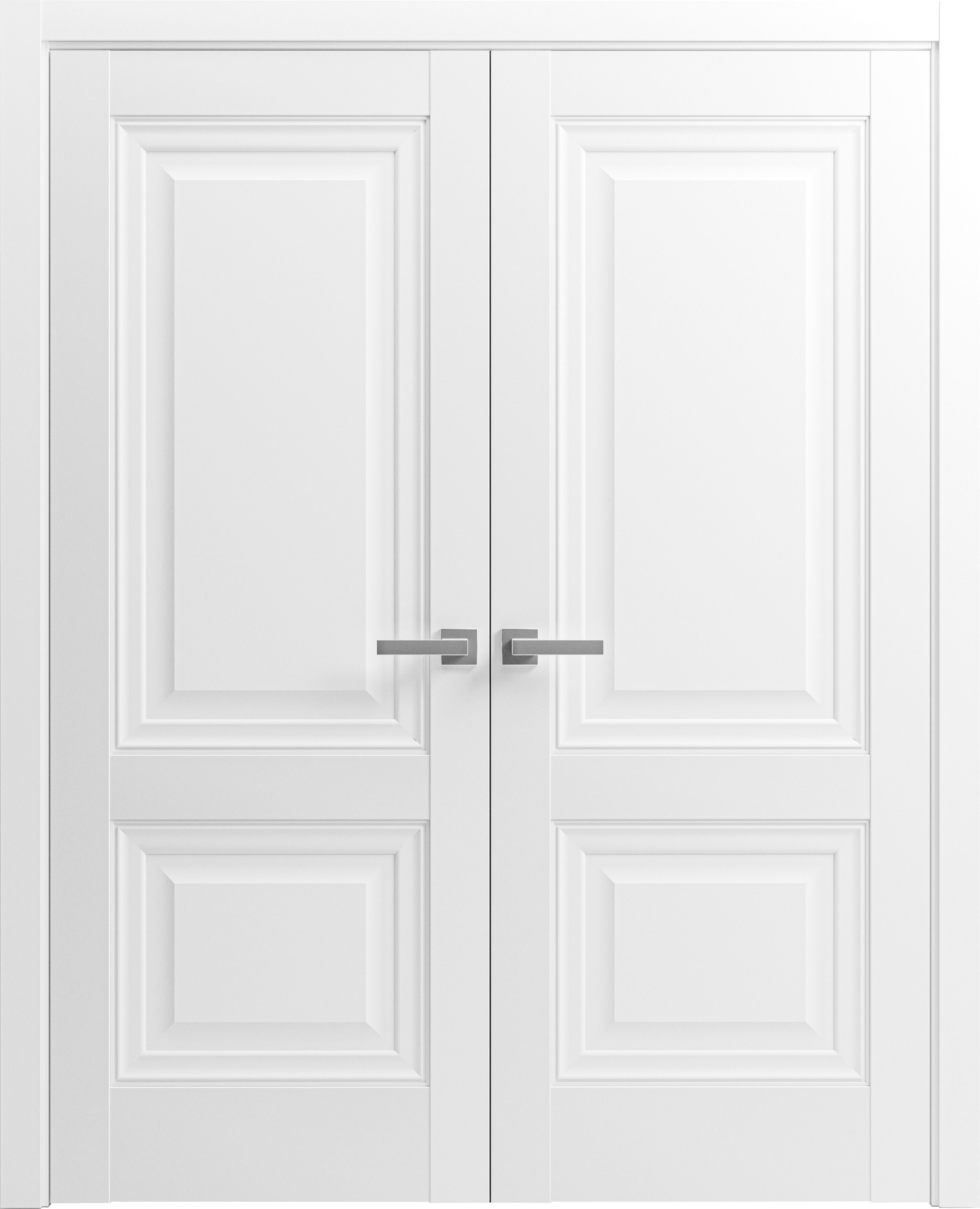 Solid French Double Doors 64 x 80 inches Lucia 8831 White Silk Wood