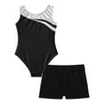 thumbnail image 5 of inhzoy Kids Girls Shiny Metallic Gymnastics Leotard with Athletic Dance Shorts Black 8, 5 of 6