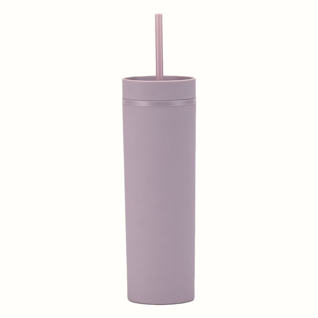 Tumbler with Lid And Straw Slim Plastic Tumbler - Double-Wall Insulated Cup with Lid for Coffee/Water (450Ml Travel Mug)Tumbler with Lid And Straw for Outside