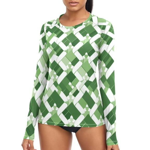 joogoo Womens UPF 50 Sun Shirts St Patrick Checkered Grid Long Sleeve UV Protection Rash Guard Tops S
