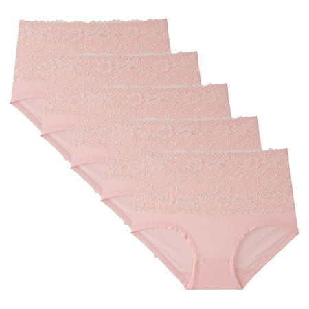 5 Pack Womens Briefs Plus Size Boyshorts Underwear High Waisted No Show Panties Underpants High Waist Seamless Boxer Briefs No Show High Waisted Thong Plus Size Stretch No Show Bikini
