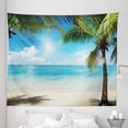 thumbnail image 1 of Tropical Tapestry, Coconut Palm Trees Shadows on Caribbean Shore Summer Plants Idyllic, Fabric Wall Hanging Decor for Bedroom Living Room Dorm, 5 Sizes, Aqua Coconut Green, by Ambesonne, 1 of 1